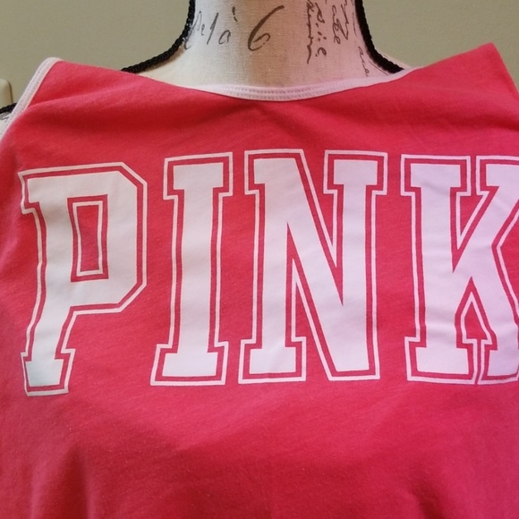 PINK size Medium Pink/White racer back tank top - Picture 5 of 5